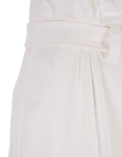 Max Mara Albore Stretch Cotton Crop Flare Trousers In White