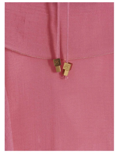 Shop Blumarine Flounced Silk Dress In Pink