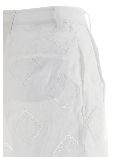 Shop Kiton Embroidered Linen Bermuda Shorts In White