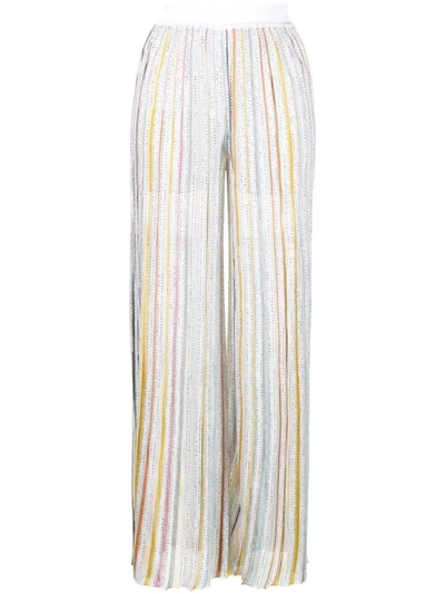 Shop Missoni Sport Striped Flared Trousers In White