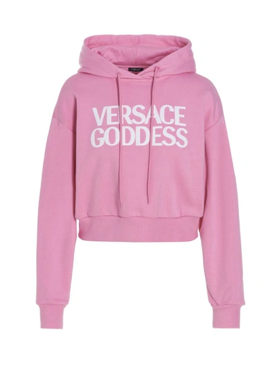 Shop Versace ‘ Goddess' Hoodie In Pink