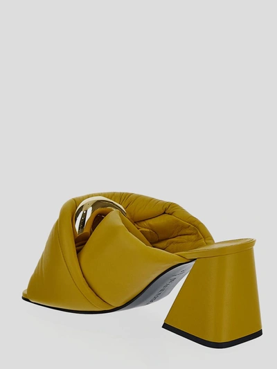 Shop Jw Anderson Leather Mules In <p> Mules In Yellow Leather With Twist Detail