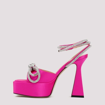 Shop Mach & Mach Satin Platform Sandals Shoes In Pink &amp; Purple