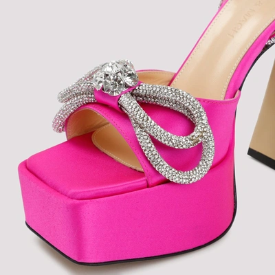 Shop Mach & Mach Satin Platform Sandals Shoes In Pink &amp; Purple