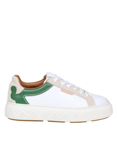 Shop Tory Burch Leather Sneakers In White
