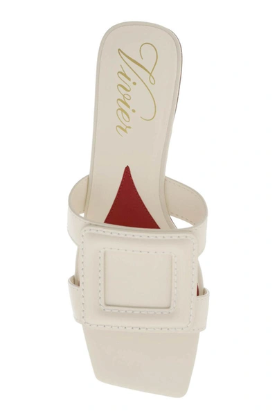 Shop Roger Vivier 'stitching Buckle' Mules In White