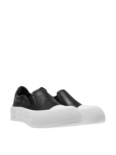 Shop Alexander Mcqueen Deck Plimsoll Slip On Sneakers In Black