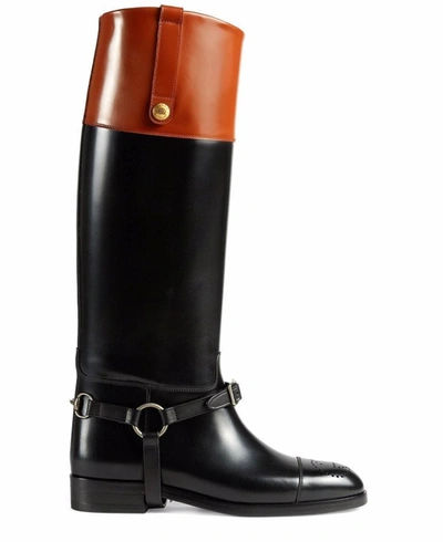 Shop Gucci Zelda Horsebit Knee High Boots In Black