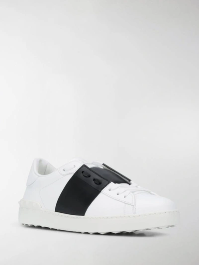 Shop Valentino Garavani Open Leather Sneakers In White