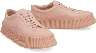 Jil Sander Pink Canvas Sneakers In Salmon Pink