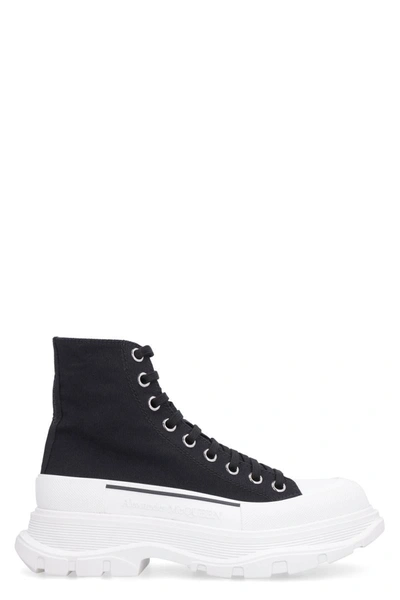 Shop Alexander Mcqueen Tread Slick Lace-up Ankle Boots In Black
