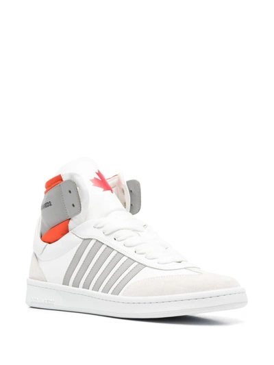 Shop Dsquared2 Logo Leather Sneakers In White