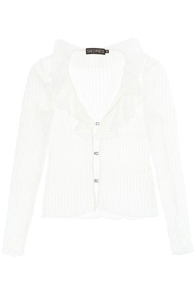 Shop Siedres Chloe Stretch Lace Shirt In White