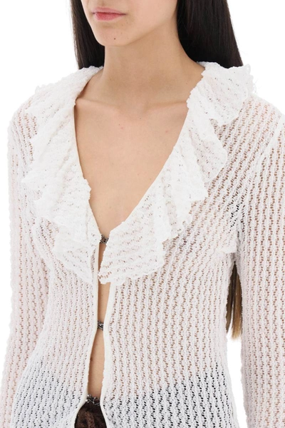 Shop Siedres Chloe Stretch Lace Shirt In White