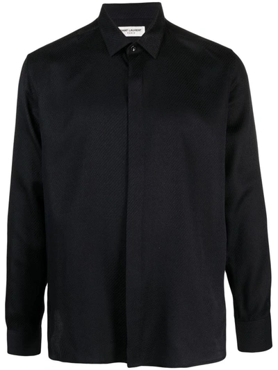 Shop Saint Laurent Silk Blend Shirt In Black