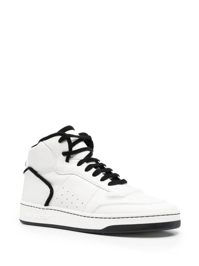 Shop Saint Laurent Sl/80 Leather Sneakers In White