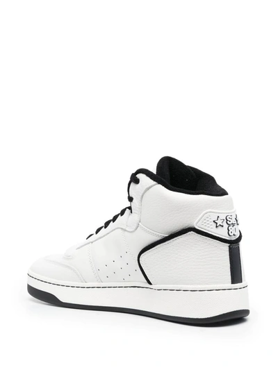 Shop Saint Laurent Sl/80 Leather Sneakers In White