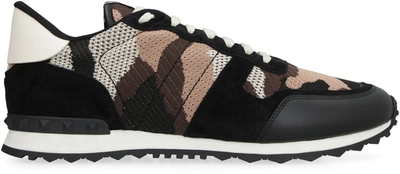 Shop Valentino Rockrunner Fabric Low-top Sneakers In Black