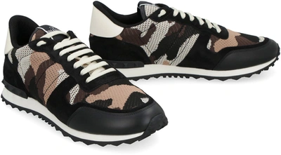 Shop Valentino Rockrunner Fabric Low-top Sneakers In Black