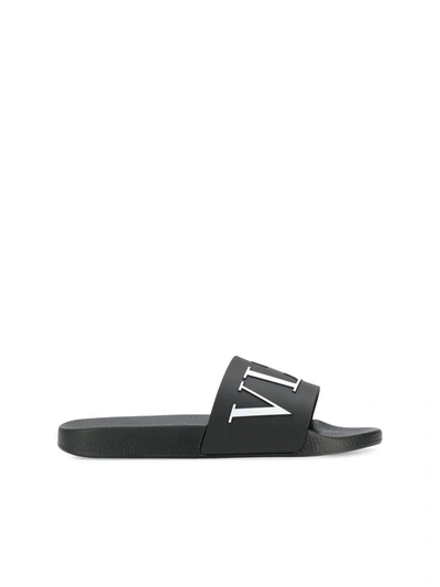 Shop Valentino Garavani Logo Sandals Shoes In Black