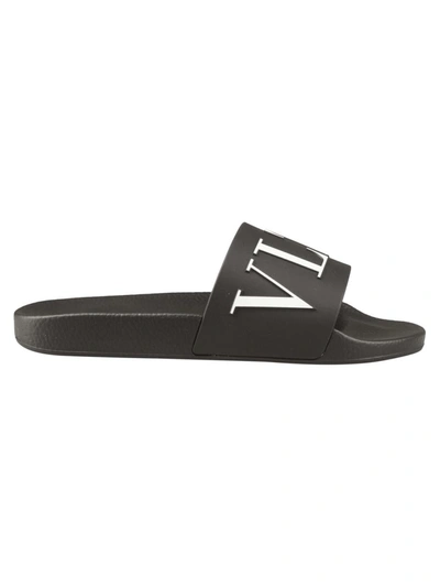 Shop Valentino Garavani Logo Sandals Shoes In Black