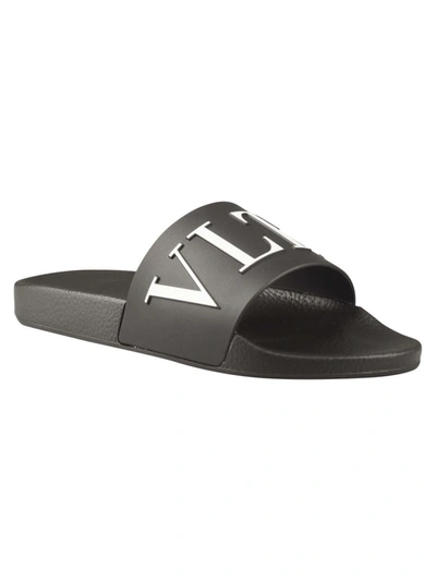 Shop Valentino Garavani Logo Sandals Shoes In Black