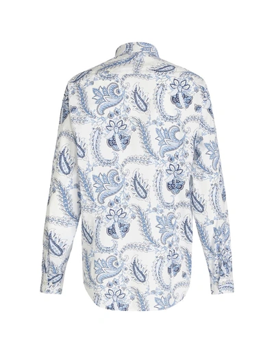 Shop Etro Shirt With Blue Paisley Print In White