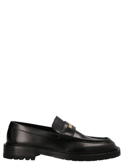 Shop Moschino Abrasive Leather Loafers In Black