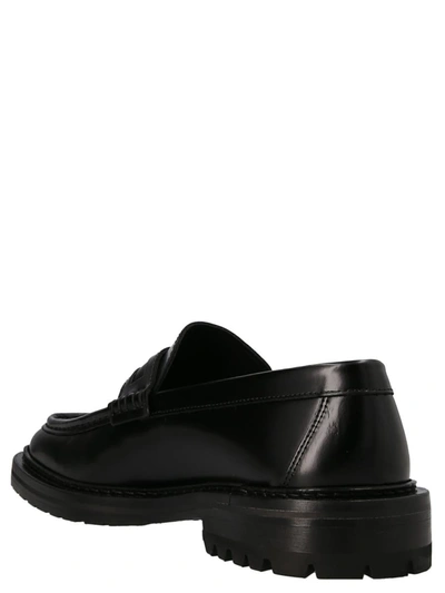 Shop Moschino Abrasive Leather Loafers In Black