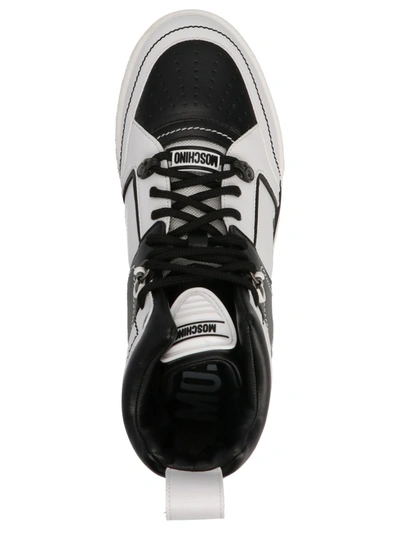 Shop Moschino 'kevin' Sneakers In White/black