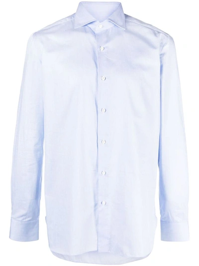 Shop Borrelli Cotton Shirt In Clear Blue