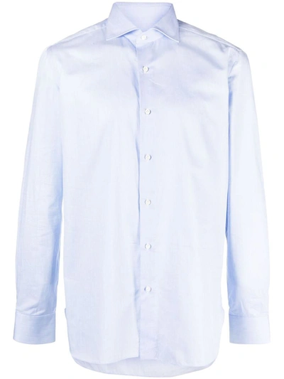 Borrelli Optical White Cotton Shirt With Spread Collar In White