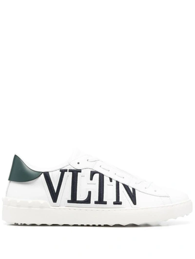 Shop Valentino Garavani Open Vltn Leather Sneakers In Green