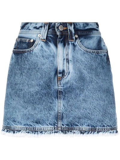 Shop Alessandra Rich Denim Mini Skirt In Blue