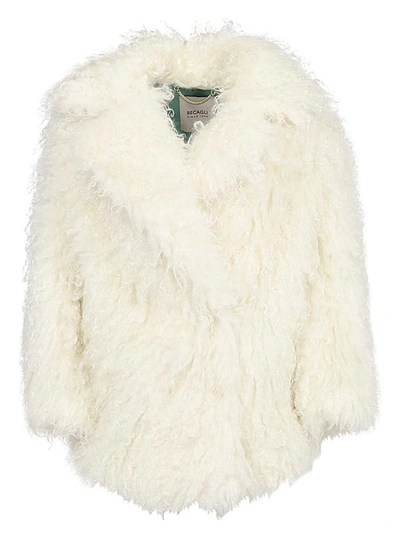 Shop Becagli Since 1994 Mohair Fur Caban Coat In White