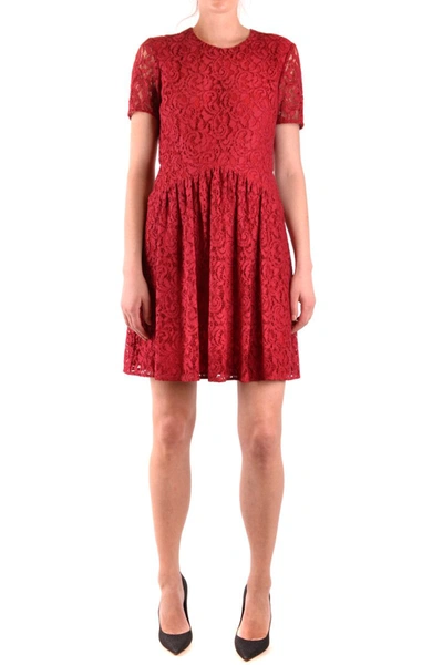 Shop Burberry Dress In Burgundy