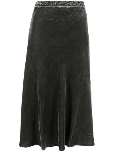 Shop Gold Hawk Velvet Flared Midi Skirt In Grey