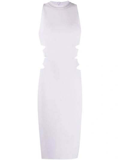 Shop Alaïa Kintted Midi Dress In Lilac