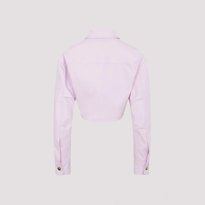 Off-white Co Twist Cropped Cargo Shirt In Pink &amp; Purple