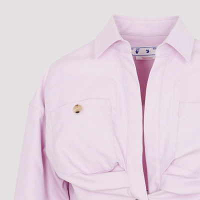 Off-white Co Twist Cropped Cargo Shirt In Pink &amp; Purple