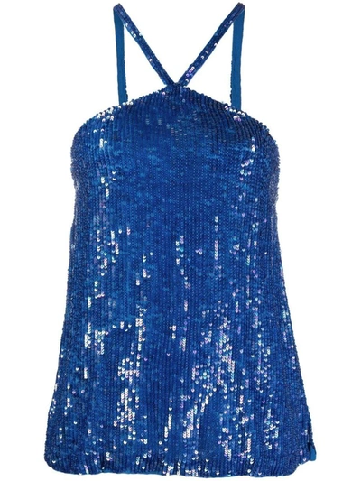 Shop P.a.r.o.s.h . Sequinned Top In Blue