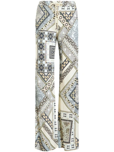 Shop Etro Patchwork Wide-leg Trousers In Grey