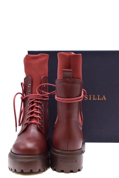 Shop Le Silla Booties In Burgundy
