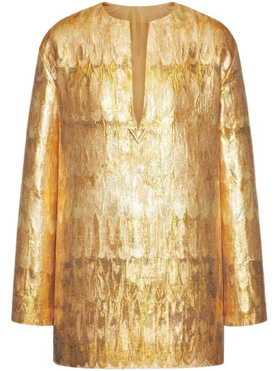 Shop Valentino Golden Wings Brocade Mini Dress
