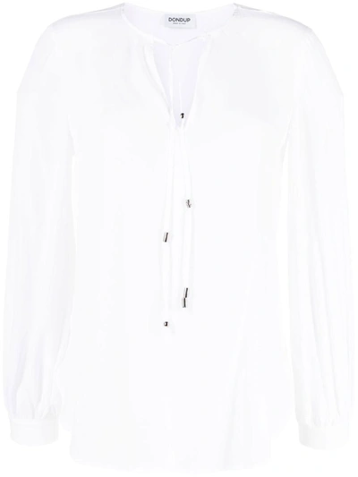 Shop Dondup Keyhole Long-sleeve Blouse In White