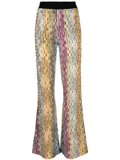 Shop Missoni Sport Flare-leg Printed Trousers In Multicolour