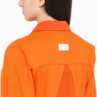 Shop Ganni Denim Short Jacket In Orange
