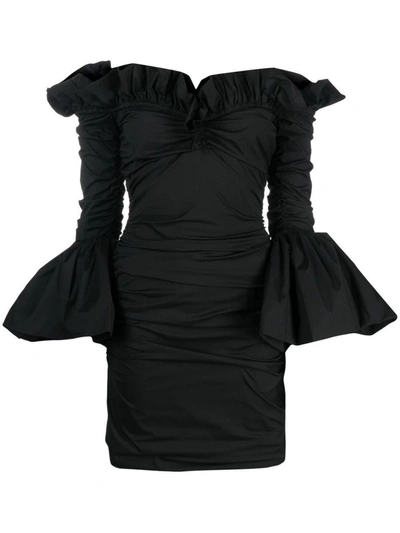 Shop Philosophy Di Lorenzo Serafini Off-shoulder Ruffled Minidress In Black