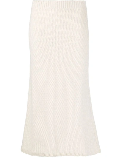 Shop Chloé Wool Midi Skirt In White