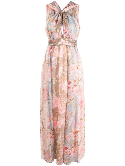 Shop Liu •jo Liu Jo Floral-print Halterneck Dress In Spotted